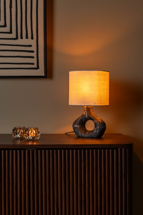 Lucide TOMEO - Table lamp - 1xE14 - Black - Essential - atmosphere 1